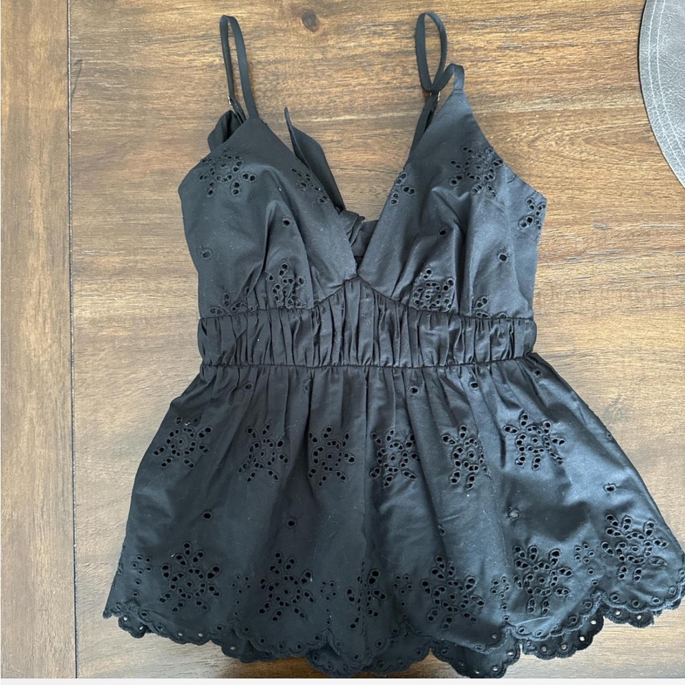 Abercrombie Tie Back Peplum Eyelet Tank